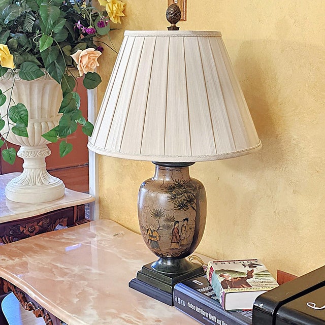 John Richard Japanese Satsuma Hand-Painted Ceramic Table Lamp With Scenic Motif For Sale - Image 12 of 18