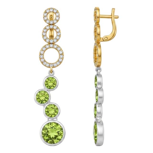 Contemporary Silver Peridot Earrings, Pair For Sale