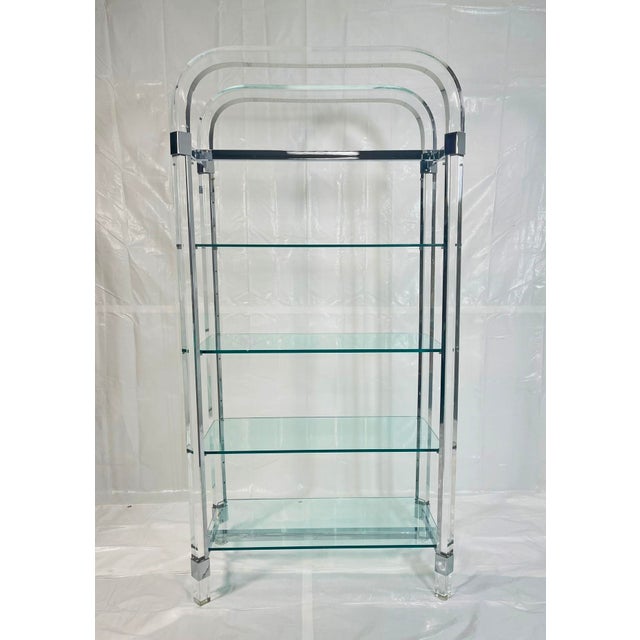 1970s 1970s Charles Hollis Jones Lucite & Chrome Etagere, Signed 1974 – Adjustable Shelves For Sale - Image 5 of 18