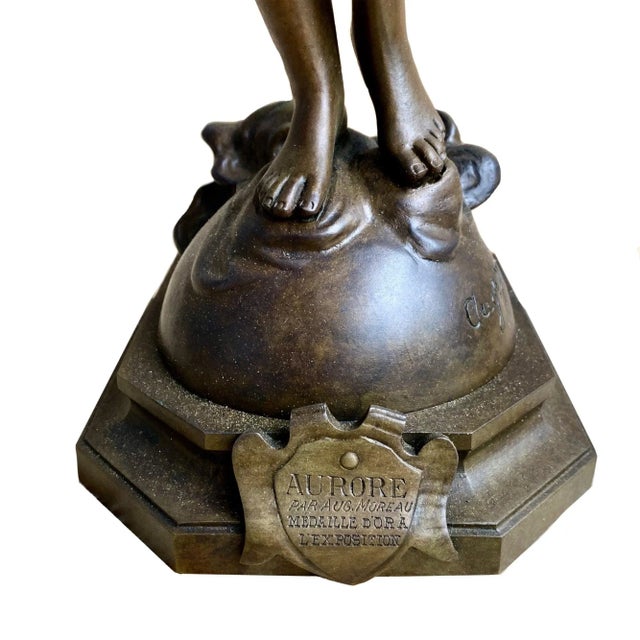 Late 19th Century Auguste Moreau Aurora Bronze Figure, French Late 19th C. For Sale - Image 5 of 6