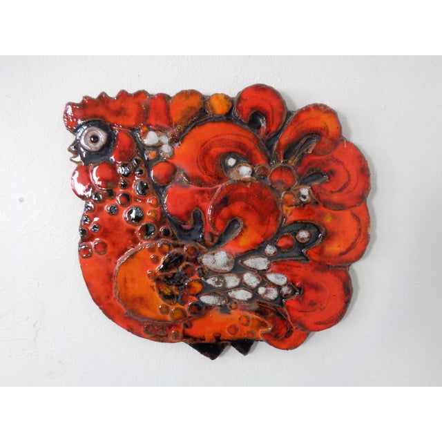 Large Glazed Rooster Studio Ceramic Wall Plaque, Germany, 1970s For Sale - Image 3 of 18