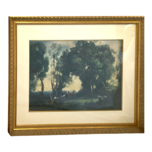 Vintage Mid-Century Framed Corot Lithograph — "Morning, Dance of the Nymphs"