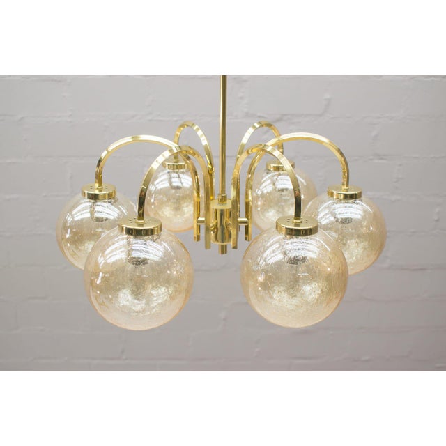 Hollywood Regency Vintage Golden Ceiling Light with 6 Spheres, 1960s For Sale - Image 3 of 10