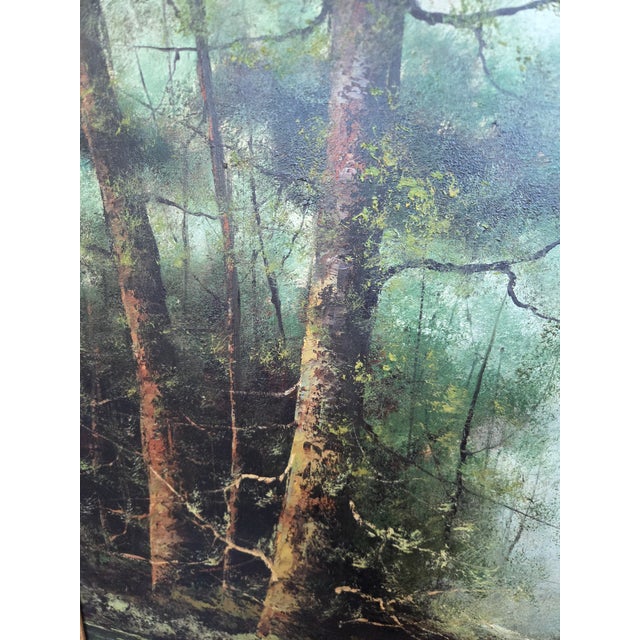 Mid-Century Robert Wollinger Oil on Canvas Forest Landscape Painting For Sale - Image 9 of 12