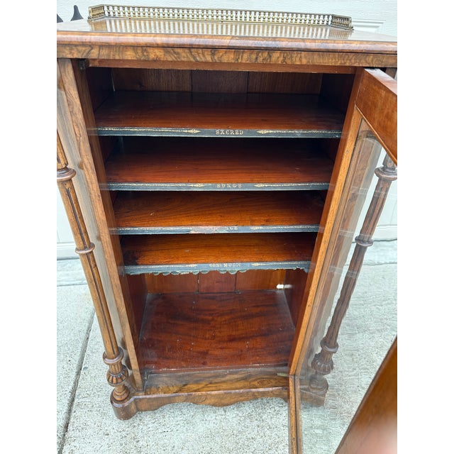 19th Century Burr Walnut Victorian Music Cabinet For Sale - Image 10 of 11