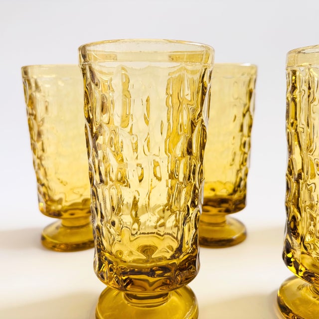 Mid 20th Century Fostoria Pebble Beach Yellow Water Goblets - Set of 5 For Sale - Image 5 of 9