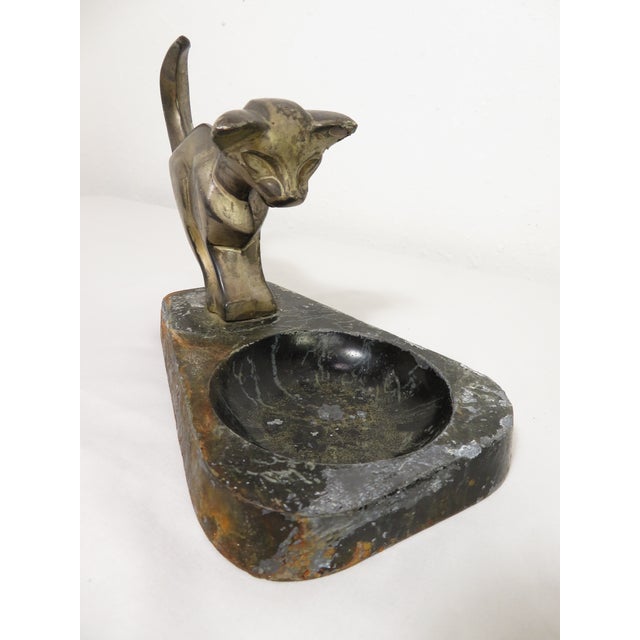 Mid 20th Century Art Deco Cubist Cat Sculpture Catchall Ashtray Bowl ~ Brutalist Mid Century Modern For Sale - Image 5 of 17