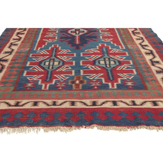 Vintage Persian Shiraz Kilim Rug, 05'07 X 08'07 For Sale - Image 4 of 10