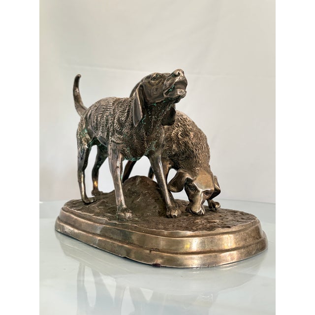 Mid 20th Century French Animalier Style Hunting Dogs Sculpture After Alfred Dubucand For Sale In Greensboro - Image 6 of 6