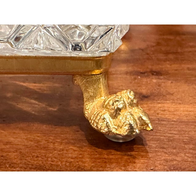 Large Vintage Crystal Footed Box For Sale - Image 9 of 12
