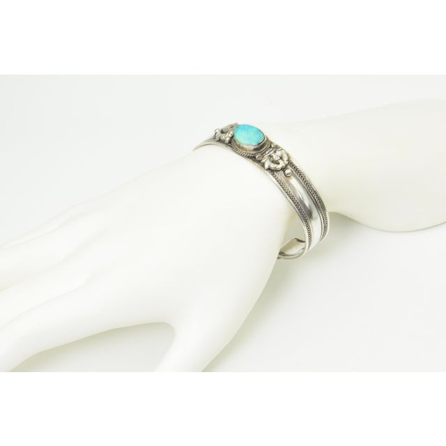Late 20th Century Late 20th Century Opal Sterling Silver Cuff Bracelet For Sale - Image 5 of 10