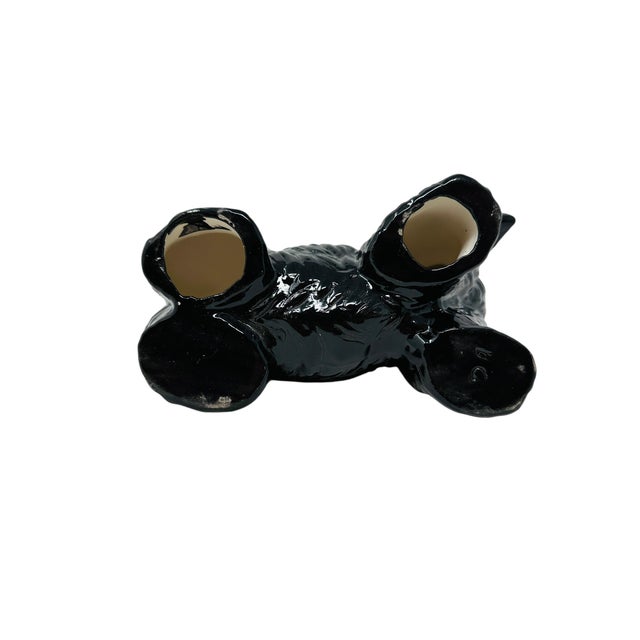 Rare VTG Black Ceramic Scottie Dog Figurine With White Highlights | Mid-Century Japanese Scottish Terrier Decor | Unique "Dc" Mark For Sale - Image 13 of 13