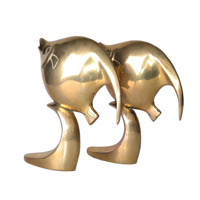 Polished Solid Brass Fish Bookends A Pair Chairish