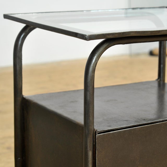Black Vintage Iron Nightstand, 1920 For Sale - Image 8 of 12