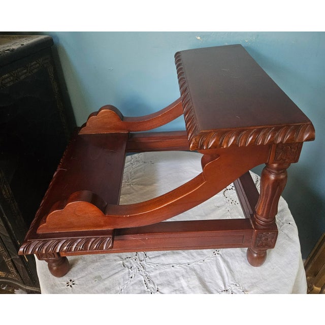 Late 20th Century Carved Mahogany Bed Library Step For Sale - Image 5 of 11
