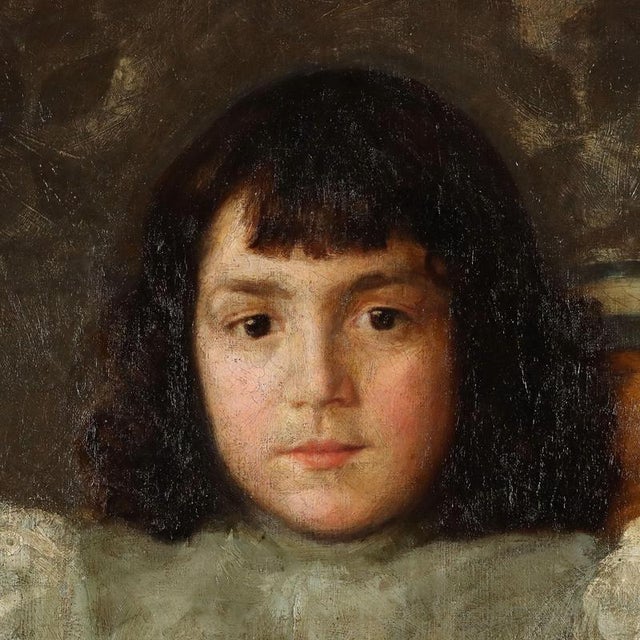 Giovanni Galfré, Portrait of a Young Girl, Oil on Canvas For Sale - Image 4 of 12