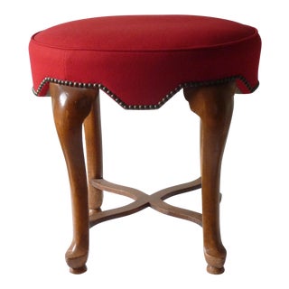 Yale Burge Red Upholstered Low Stool For Sale