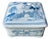 Mid 20th Century Chinoiserie Blue and White 4" Square Porcelain Box For Sale