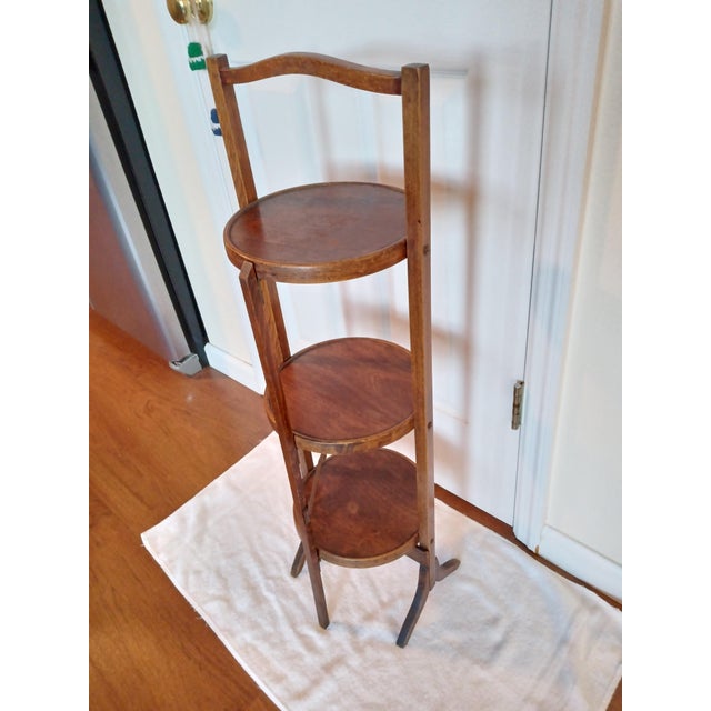 Art Deco Vintage 1920's Wooden Folding 3 Tier Pie and Cake Stand For Sale - Image 3 of 7