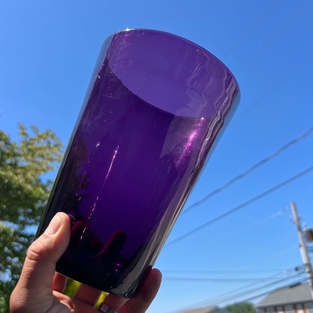 A Large Antique Amethyst Purple Blown Glass Vase, English, Circa 1900 For Sale - Image 9 of 10