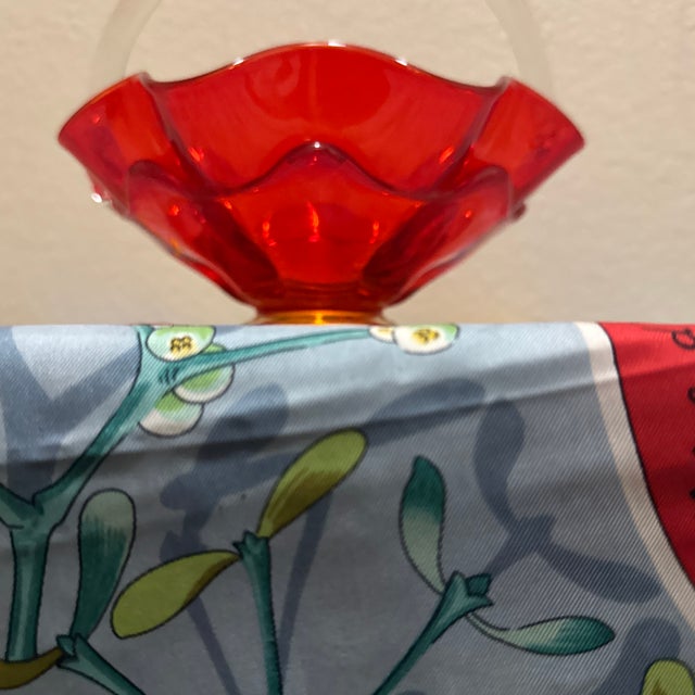 Viking Glass Company 1960s Mid-Century Modern Viking Epic Ruby Red Persimmon Glass Basket Candy Dish For Sale - Image 4 of 8