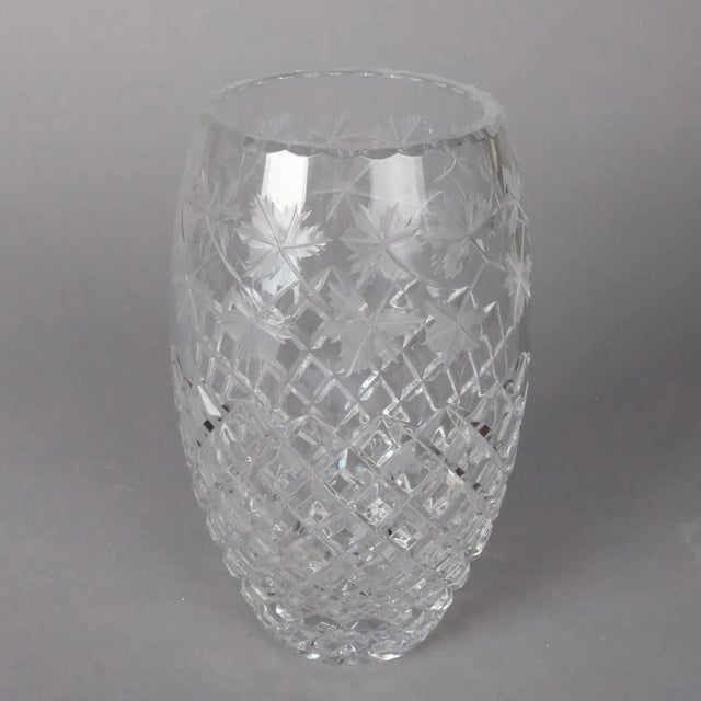 Transparent Antique Hawkes School Brilliant Cut Crystal Maple Leaf Vase, 20th Century For Sale - Image 8 of 9
