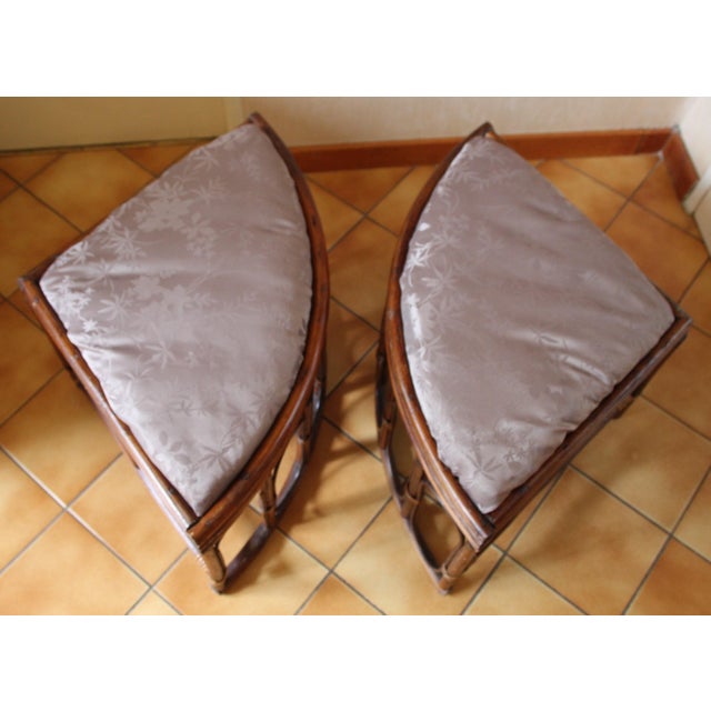 Set of Rattan Benches with Cushions, 1960s For Sale - Image 3 of 17