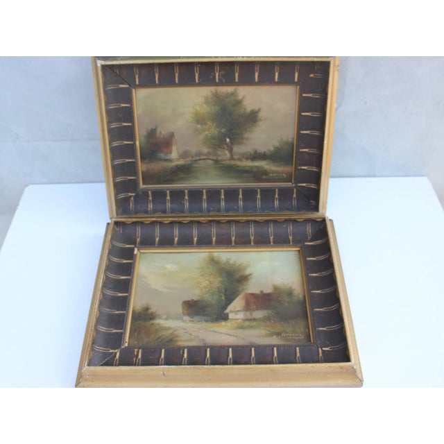 1970s Original Framed & Signed Landscape Oil Paintings, Set of 2 For Sale - Image 5 of 10