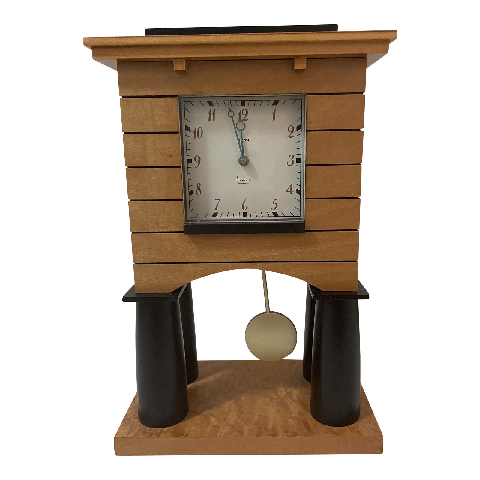 Michael Graves for Alessi Mantle Clock, Birdseye Maple Modernist