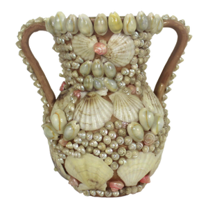 Vintage Shell Vase Handmade Boho Beach Decor, Coastal Shelf Styling, Beach, Collector, Tropical, Retro, Natural, Island Style Victorian