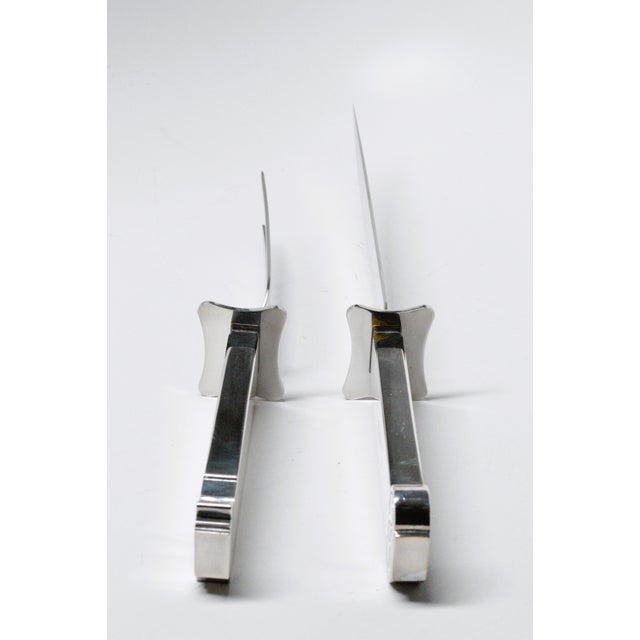 1980s Swid Powell Robert Venturi Reed Barton Silver Plated Monogramed Carving Knife Fork Set- A Pair For Sale In Cincinnati - Image 6 of 8