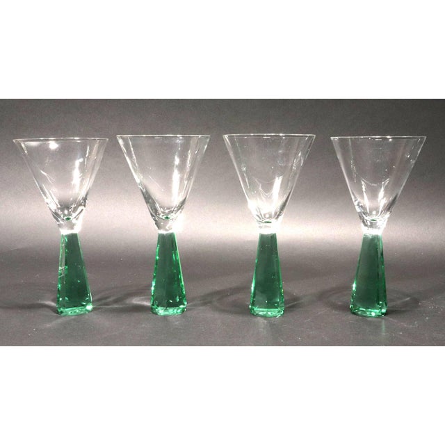 Modern Vintage Post-Modern Green Glass Martini Glasses For Sale - Image 3 of 6