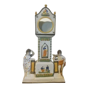 Antique Circa 1820 English Staffordshire Pearlware Dixon Austin & Company Grandfather Clock Watch Holder