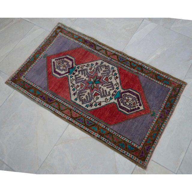1970s Hand Made Mat Small Turkish Rug Kitchen Decor - 1′9″ × 3′ For Sale - Image 10 of 13