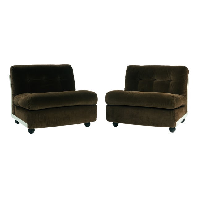Modular Amanta Seating in Brown Corduroy by Mario Bellini for C&B Italia, 1970s, Set of 2 For Sale