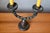 1960s Brutalist Double Candelabra in Carved Wood and Wrought Iron, 1960s For Sale - Image 5 of 10