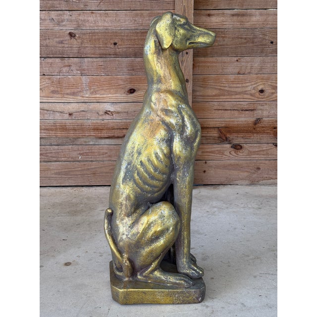 Vintage Cast Resin Greyhound Sculpture Statue With Gilt Finish Mid-20th Century For Sale - Image 11 of 12