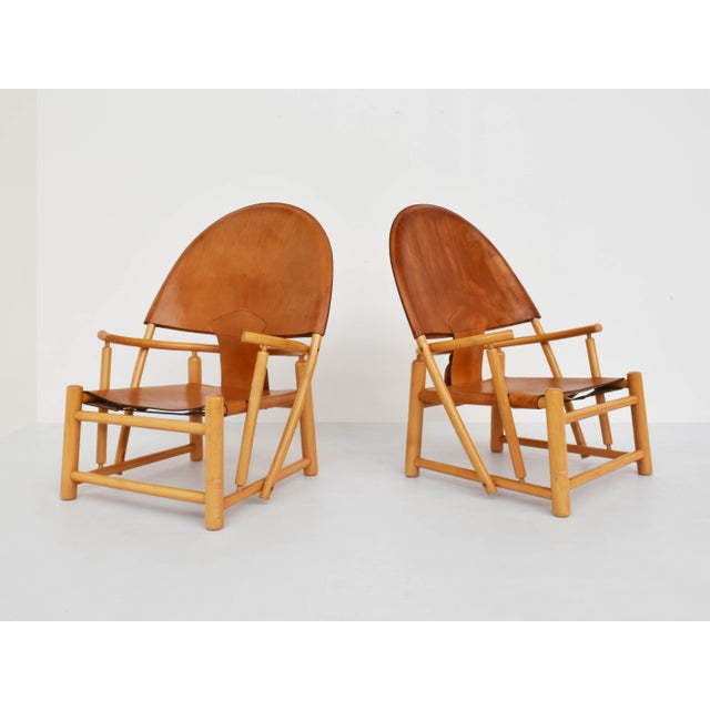 Set of Large Hoop G23 Armchairs in Cognac Leather by Piero Palanghe & Wherter Toffoloni for Germa, Italy, 1972 For Sale - Image 10 of 10