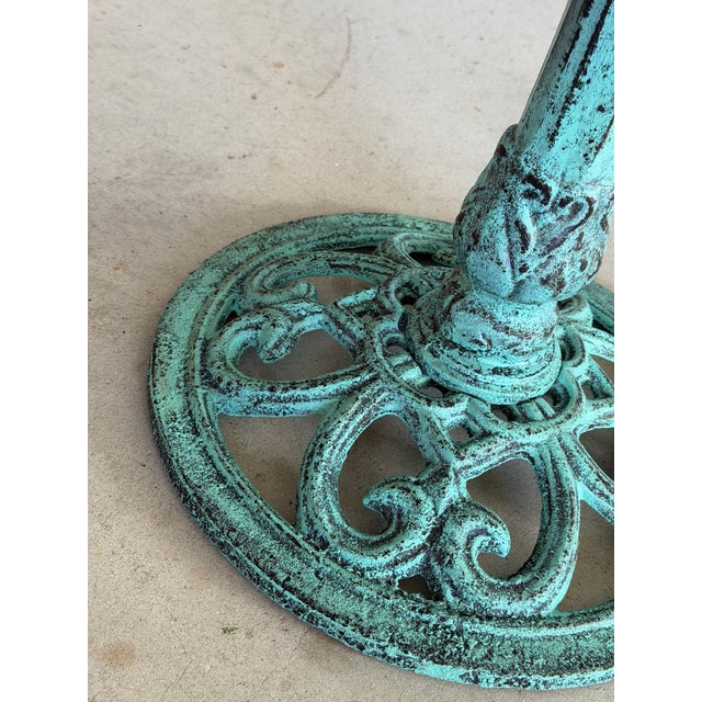 Verdigris Vintage Cast Iron Garden Tazza or Pedestal Centerpiece With Verdigris Finish For Sale - Image 8 of 12