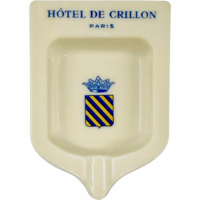 Ivory Vintage Hotel De Crillon Paris Opalex Milk Glass Ashtray Catchall Dish France For Sale - Image 8 of 11