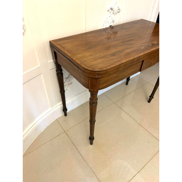 Wood Antique George III Mahogany Inlaid Card Table, 1800 For Sale - Image 7 of 10