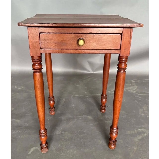 19th Century 19th Century American Cherry One Drawer Stand With Turned Legs and Feet For Sale - Image 5 of 11