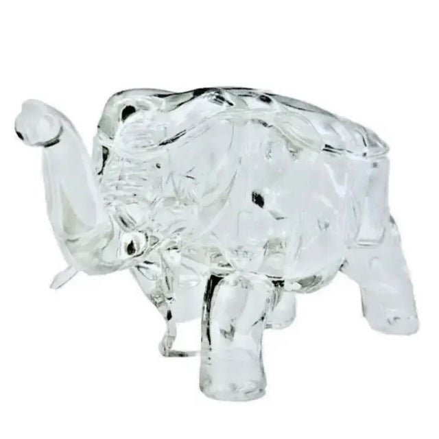 Vintage 1930s Co-Operative Flint Glass Co. Clear Elephant Figural Covered Box For Sale - Image 4 of 9