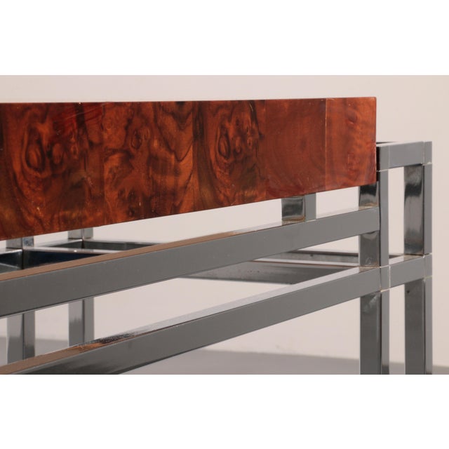 Aldo Tura Chrome and Wood Console Table from Aldo Tura, 1970s For Sale - Image 4 of 10