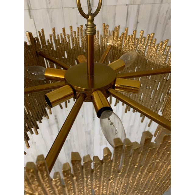 Gold 1960s Golden Brass Brutalist Pendant by Moe Lighting, Unmarked For Sale - Image 8 of 11