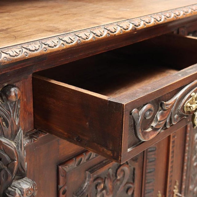 Neo-Renaissance Style Walnut Double-Body Sideboard For Sale - Image 4 of 14