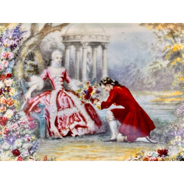 French Vintage French Ceramic Hand Painted Porcelain Lidded Box For Sale - Image 3 of 9