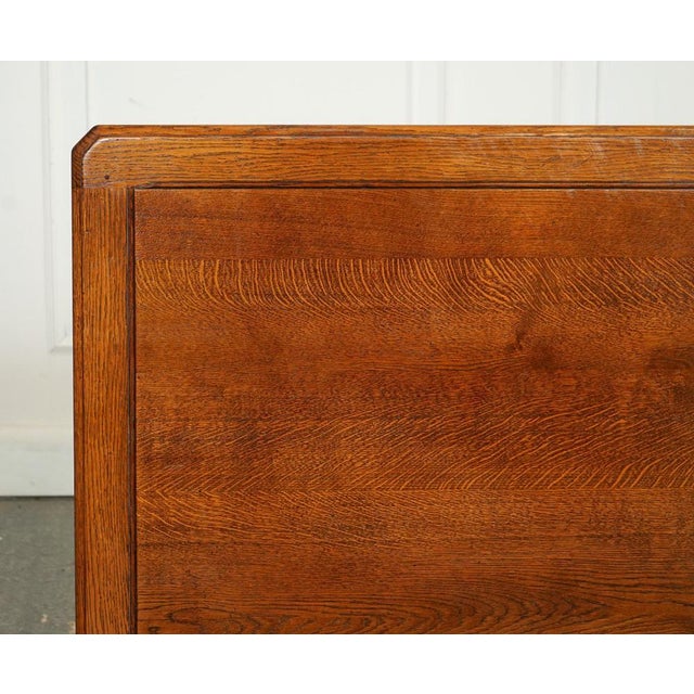Large Vintage Oak Coffee Table with Grain Oak Top and H Frame For Sale - Image 12 of 16