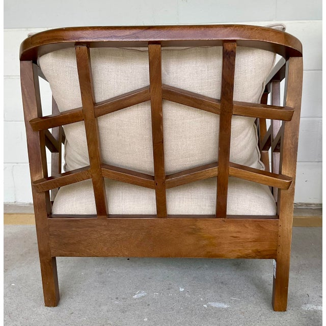 Organic Modern Carved Mango Wood Club Chairs Pair For Sale In Atlanta - Image 6 of 9