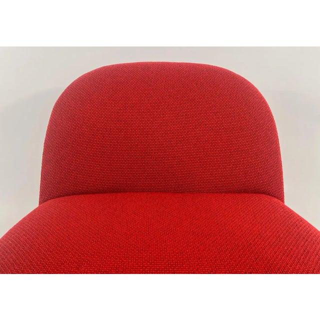 2010s Modern Studio Tk Custom Red Knit Fabric Slipper Chair or Pouf With Back, a Pair For Sale - Image 5 of 13